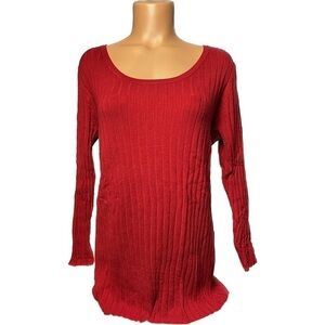 Rafaella Red Silk Blend Ribbed Knit Top (H16/17)